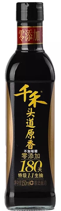 千禾【特级1.1生抽】零添加 180天 头道原香酱油 500ml